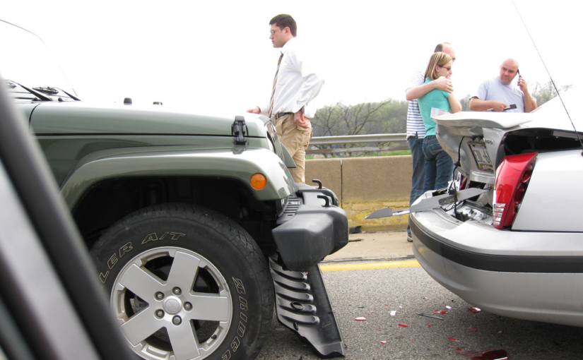 A rear-end car accident